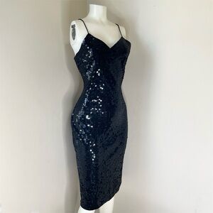 Vintage Sho Max Originals Sequin Midi Dress – 90s Supermodel Aesthetic Goth